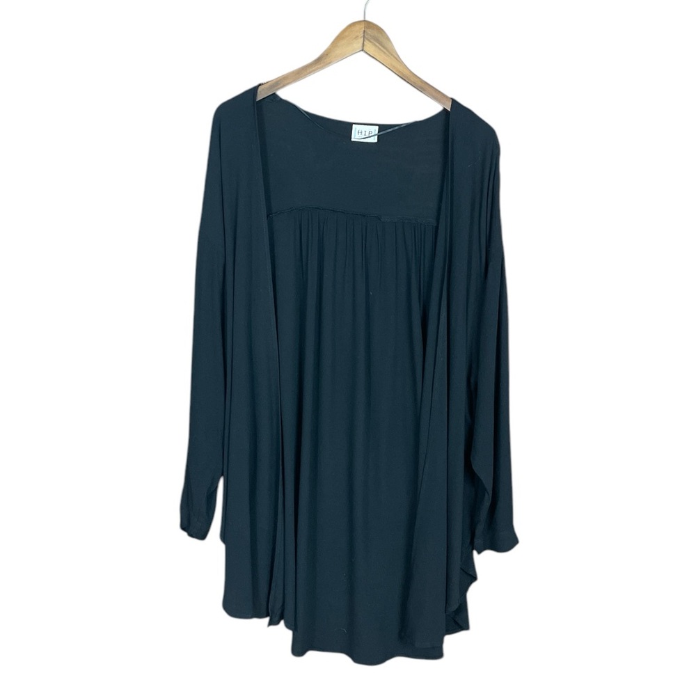H.I.P | Basic Open Cardigan Layering Black Rounded Hemline - Picture 4 of 6